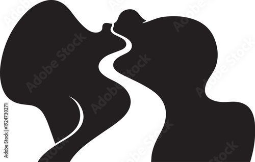Romantic Couple Silhouette Sharing a Tender Kiss Moment