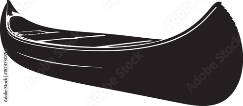 Black canoe silhouette isolated on white background vector graphic