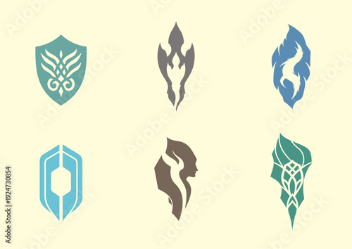 Collection of six distinctive shields and crests, armed forces day