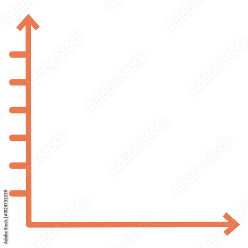 Vertical axis with measurement scale illustrating data metrics, financial evaluation, and business performance tracking in simple flat vector design.
