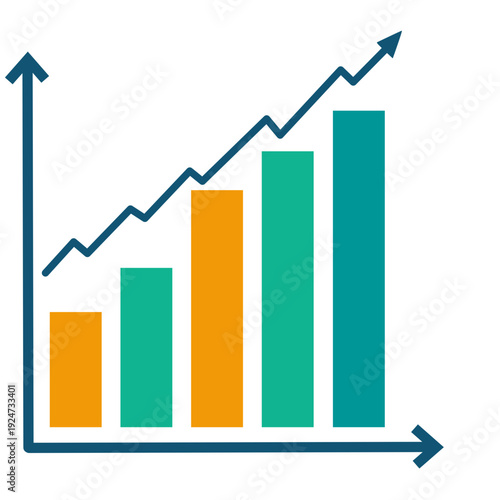 Free Download Bar chart with rising line graph showing revenue growth, financial improvement, and strong business performance in minimal flat vector style. - GFXLoad