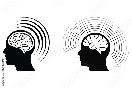 Ear with Sound Waves Silhouette ideal for auditory health, sound therapy, communication awareness, educational visuals