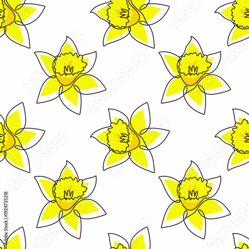 Daffodil Seamless Pattern. Background or wallpaper for St. David's Day