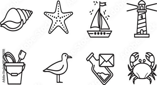 Assorted icons representing various objects and activities Vector