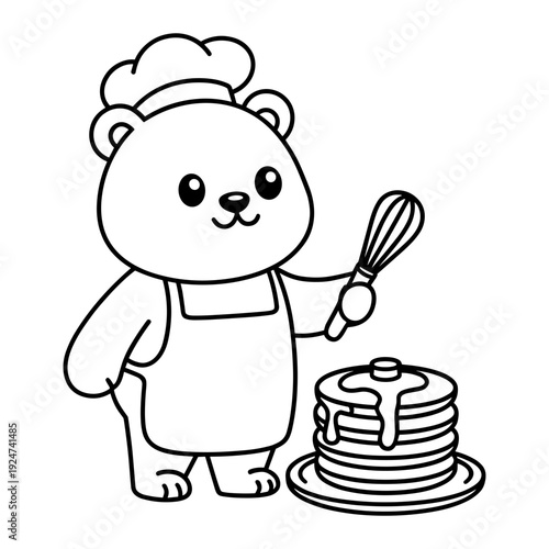Chef Bear Making Pancakes