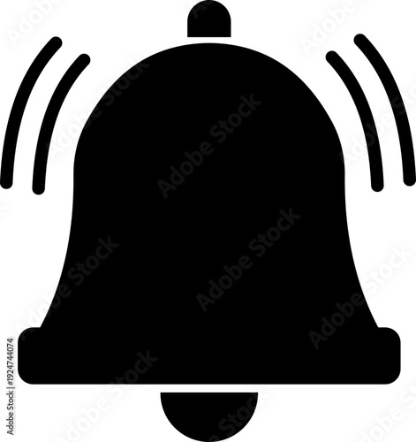This black bell icon presents a simple and modern silhouette that clearly represents alerts, notifications, and reminders. Designed in solid black with smooth curves and balanced proportions.