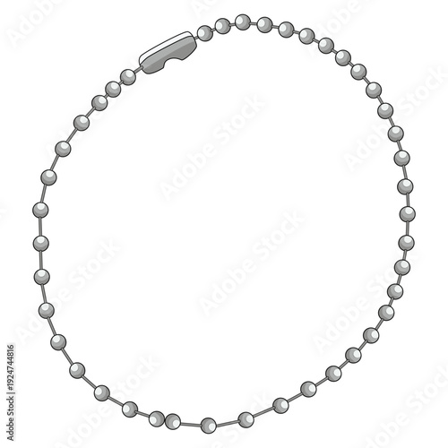 Tableau sur toile illustration Silver Ball Chain Necklace with a connector clasp.