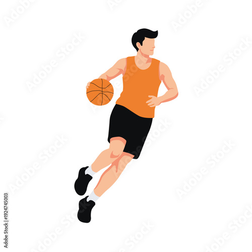 Man Playing Basketball Sport Activity Concept Illustration