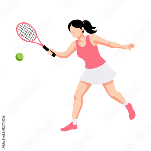 Woman Playing Tennis Sport Activity Concept Illustration