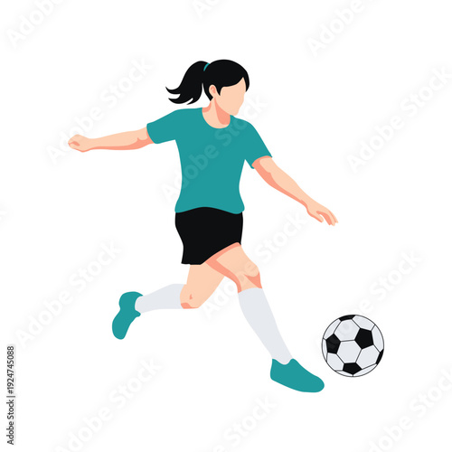 Woman Playing Soccer Ball Sport Activity Concept Illustration