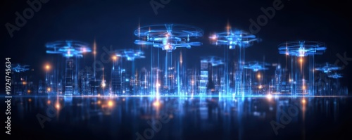 Wallpaper Mural A cyberpunk metropolis remains secure through layered security drones and active protection walls, each shield amplifying public safety and minimizing risk after every warning flash Torontodigital.ca