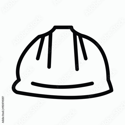 Hard hat icon simple line art symbol for construction and safety isolated on white background