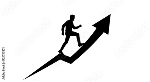 A man running up an arrow