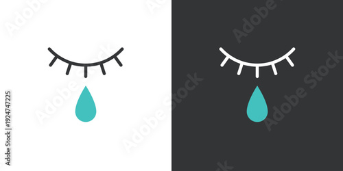 涙のシンプルなラインアイコン