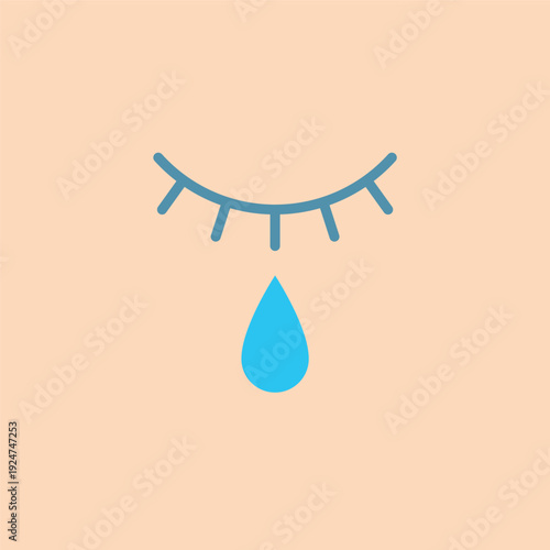 涙のシンプルなラインアイコン