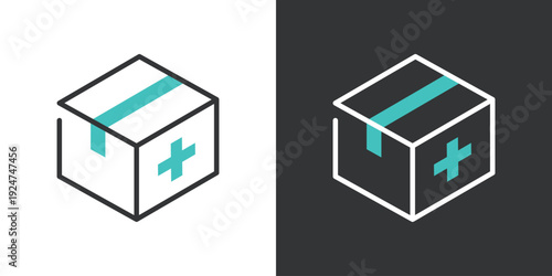 シンプルな医療品の郵送物アイコン