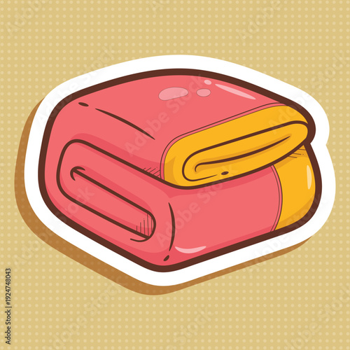 Cute Folded Towel Sticker Illustration Vector Art