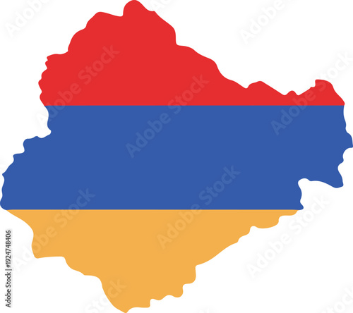 Map vector of armenia filled with the national flag colors