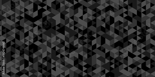Abstract low polygon paper cubic black, gray wallpaper design. vector transparent polygon reangle square pattern. geometric wall tile metal cube triangle background.