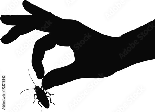 Silhouette, hand, cockroach, insect, pest, control, hygiene, entomology, bug, infestation, danger, contamination, biology, extermination, health