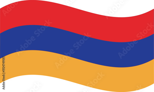 Armenia flag waving, red blue orange stripes, national symbol, vector illustration