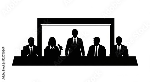 Silhouette of business team in meeting room with whiteboard
