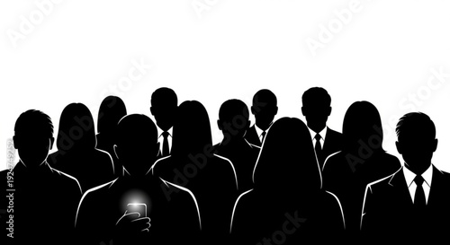 Silhouette of a group of business people standing together