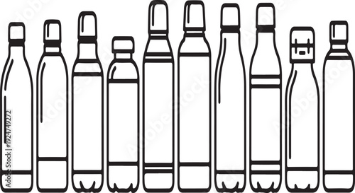 Assorted glass bottles with different shapes and sizes Vector