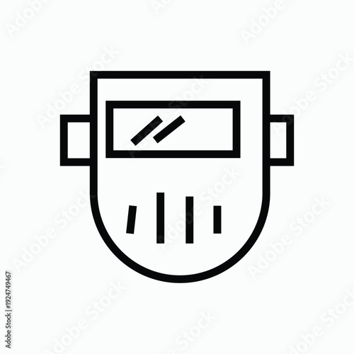 Welding mask icon simple line art symbol for safety and industry isolated on white