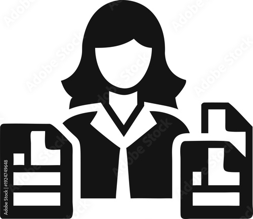 Businesswoman Managing Important Documents and Official Files for Office Administration Tasks