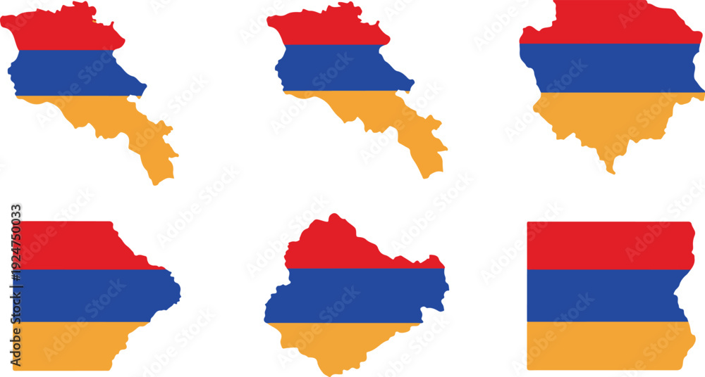 Obraz premium Armenia flag map vector illustration set flat design