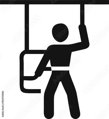 Commuter standing and securely holding a public transport grab handle during travel