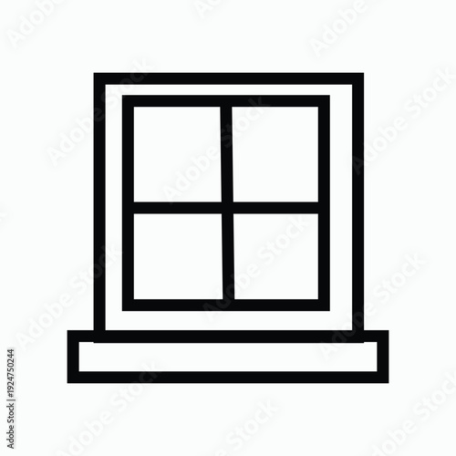 Simple window icon minimalist outline symbol for architecture and design isolated on white backgroun