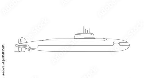 Submarine Side View Outline Illustration Vector