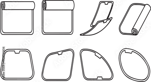 Various styles of handbags and purses illustrated in a line-up Vector