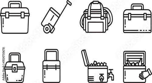 Assorted toolboxes and luggage items in a variety of styles and sizes Vector