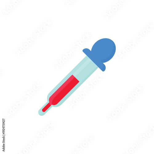 Red plastic medical syringe isolated on a white background with a sharp tip and colorful equipment design for medicine or drawing