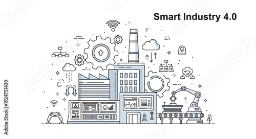 Smart Industry 4.0 - Modern Factory with Advanced Technology and Automation.