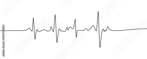 A dynamic, continuous line vector illustration depicting a realistic heartbeat pulse, symbolizing life, health, medical data, healthcare, wellness, vitality, and human well-being.