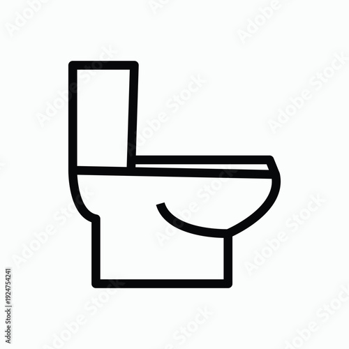 Minimalist toilet icon simple line art symbol for bathroom design isolated on white background
