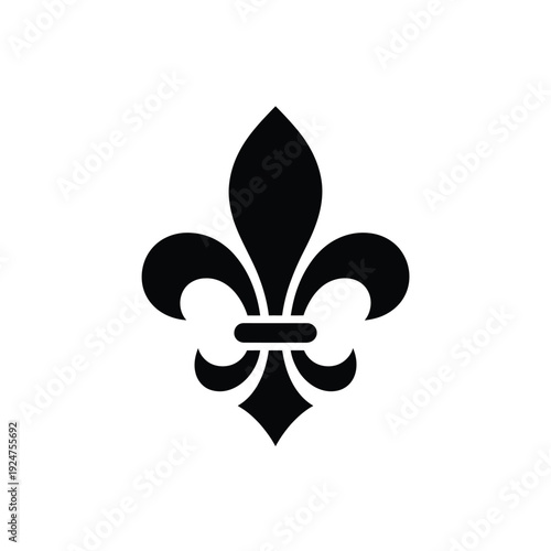 A simple black fleur-de-lis symbol on a white background.