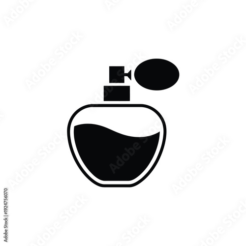 A simple graphic of a perfume bottle with a cap and spray nozzle.