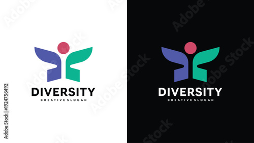 Abstract Human Symbol and Book for Educational Company or Humanitarian Foundation Identity