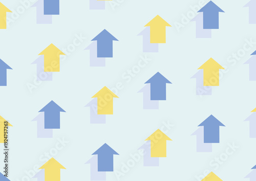 黄色と青の上向きの矢印が規則正しく並んでいるデザイン