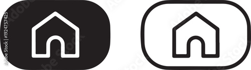 Two minimalist house icons in black and white