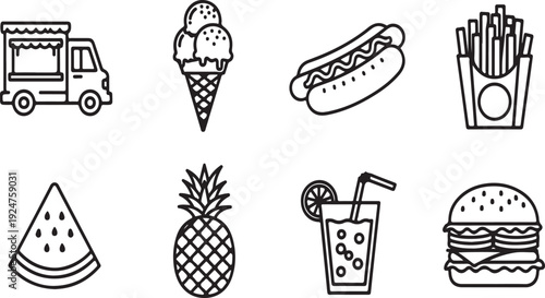 A delightful array of diverse food items and beverages Vector