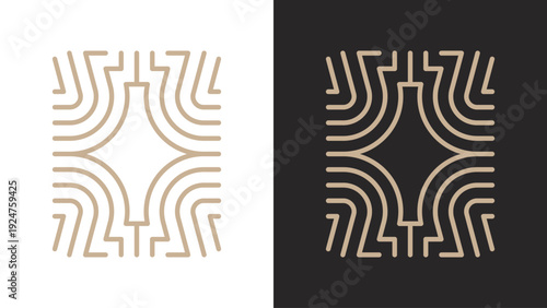 Minimalist Geometric Frame Design Elements Set in Black and White for Invitation Template