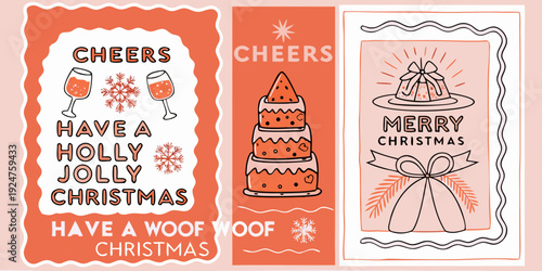 Festive christmas card designs with illustrations and holiday greetings