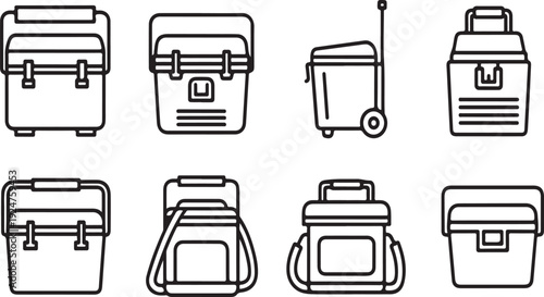 Various types of coolers and containers for food and drinks Vector