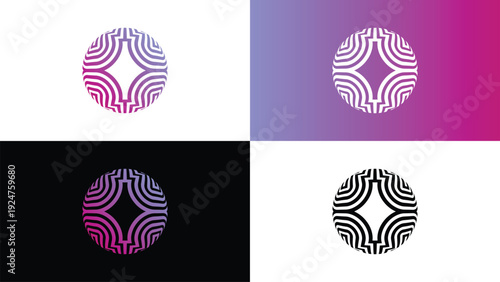 Futuristic Geometric Circle Icon Global Data Network and Connection Digital Security Concept